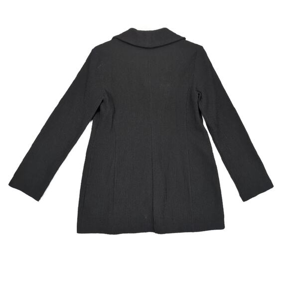 EILEEN FISHER Women's XS Black Textured Waffle Knit 3-Button Jacket Peacoat - Picture 3 of 6
